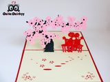 Cherry Blossom With Couple Greetings Card