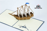 Blue Flag Ship Greetings Card