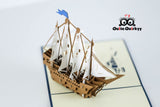 Blue Flag Ship Greetings Card