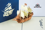 Brown Flag Ship Greetings Card